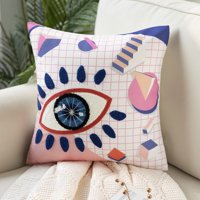Phantoscope Embroidered Eye Decorative Throw Pillow for Kids, 18" x 18"