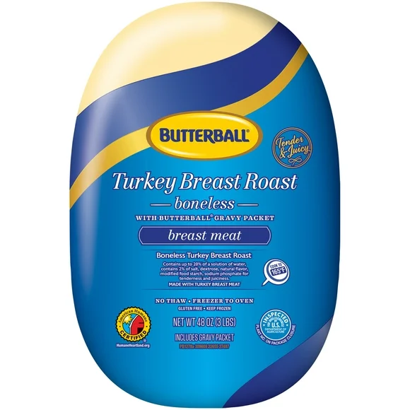 Butterball Boneless Turkey Breast Roast With Gravy Packet, Frozen, 3 lbs.