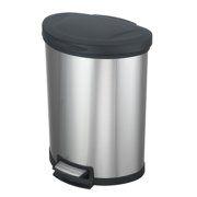 Mainstays 14.5 gal / 55L Stainless Steel Semi Round Step On Garbage Can with Lid (Multiple Colors)