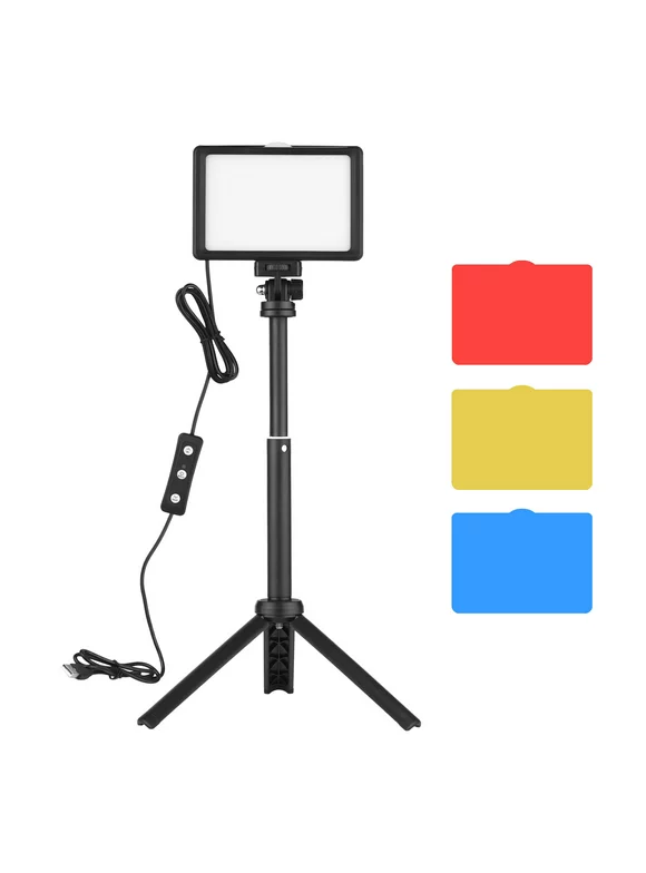 Andoer USB Video Conference Kit with 1 * LED Video Light 5600K Dimmable + 1 * Desktop Tripod + 1 * 180 Rotatable Mounting Adapter + 4 * Color Filters(Red/Yellow/Blue/White) for Live Stream