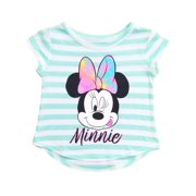 Disney Toddler Girls Striped Aqua Minnie Mouse T-Shirt Tee Shirt 2T
