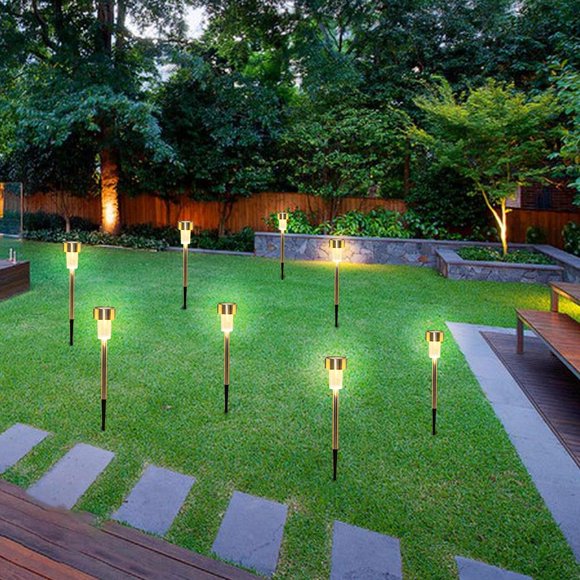 Ktaxon 10pcs Solar Lights Outdoor Garden Stainless Steel Lights