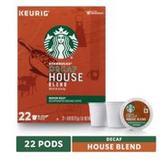 Starbucks Decaf K-Cup Coffee Pods  House Blend for Keurig Brewers  1 box (22 pods)