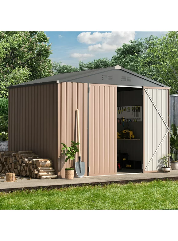 YODOLLA 8 x 6 ft. Outdoor Metal Storage Shed for Garden Tools