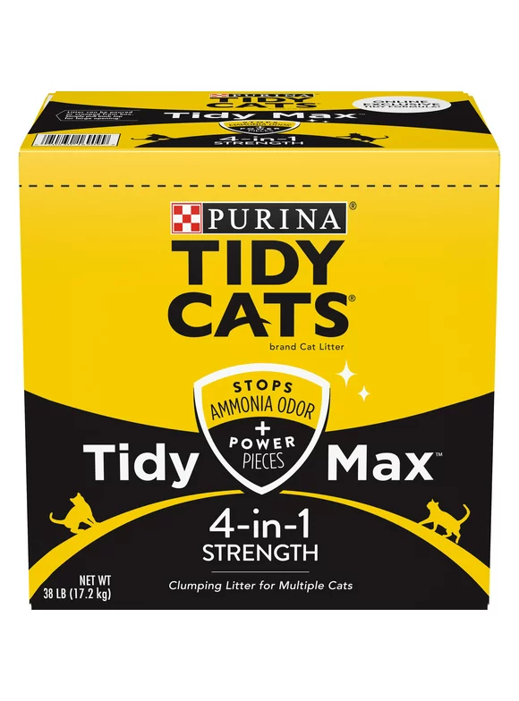 Purina Tidy Cats Clumping Cat Litter, Tidy Max 4 in 1 Strength Multi Cat Litter, 38 lb. Box