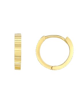 14K Yellow Gold 10.5x11.5Mm Diamond-cut Huggie Earrings with Snap Clasp