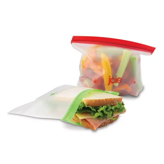 Joie Rainbow Reusable Snack Bags, Assorted Pack of 6 Leak-Proof Snack Bags for and Meals on the Go