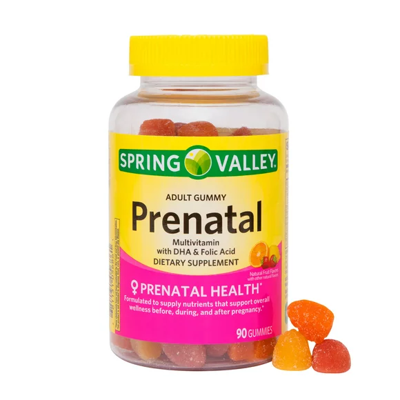 Spring Valley Prenatal Multivitamin Gummies with DHA and Folic Acid, 90 Count