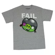 Angry Birds Mens T-Shirt  - Epic Fail Fail Bruised Pig Graphic on Gray (X-Large)