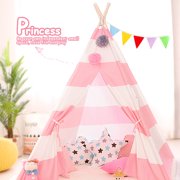 Topcobe Tents for Girls, Play Tents for Girls, Outdoor Indoor Teepee Tents for Kids, Birthday Gift Princess Castle Play House for Children, Pink Stripe