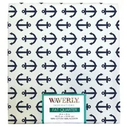 Waverly Inspirations Cotton 18" x 21" Fat Quarter Anchor White Ink Print Fabric, 1 Each