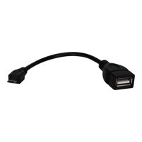 QVS 6 Inch Micro-USB Male to USB-A Female OTG Adaptor for Smartphone or Tablet