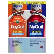 Vicks Nyquil and Dayquil Severe Cough, Cold and Flu Relief Liquid Medicine, 12 fl oz, Combo