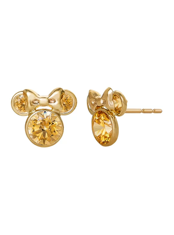Disney Minnie Mouse Birthstone 10KT Gold Stud Earrings (See More Colors)
