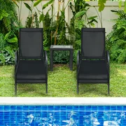 Costway Set of 2 Patio Lounge Chairs Sling Chaise Lounges Recliner Adjustable