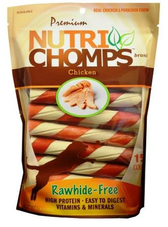 Premium Nutri Chomps Chicken Twists with Flavor Wrap Dog Treats, 15 Count