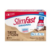 (2 pack) SlimFast Original Ready to Drink Meal Replacement Shakes, Cappuccino Delight, 11 fl. oz., 8 Ct