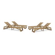 Melissa Outdoor Acacia Wood Chaise Lounge (Set of 4), Teak and Yellow