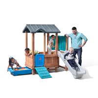 Step2 Woodland Adventure Playhouse & Slide Outdoor Wood Play Set with Slide