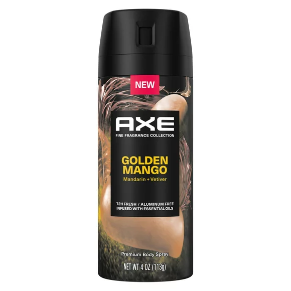 Axe Fine Fragrance Collection Premium Deodorant Body Spray for Men Golden Mango, 4 oz