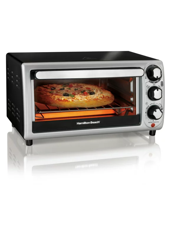 Hamilton Beach Countertop Toaster Oven with Bake Pan, Broil & Bagel Functions, Auto Shutoff, Stainless Steel, 31142