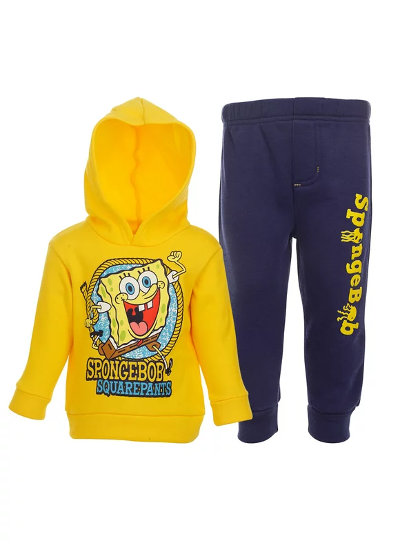 SpongeBob SquarePants Toddler Boys Fleece Pullover Hoodie and Jogger Pants Outfit Set Yellow 4T