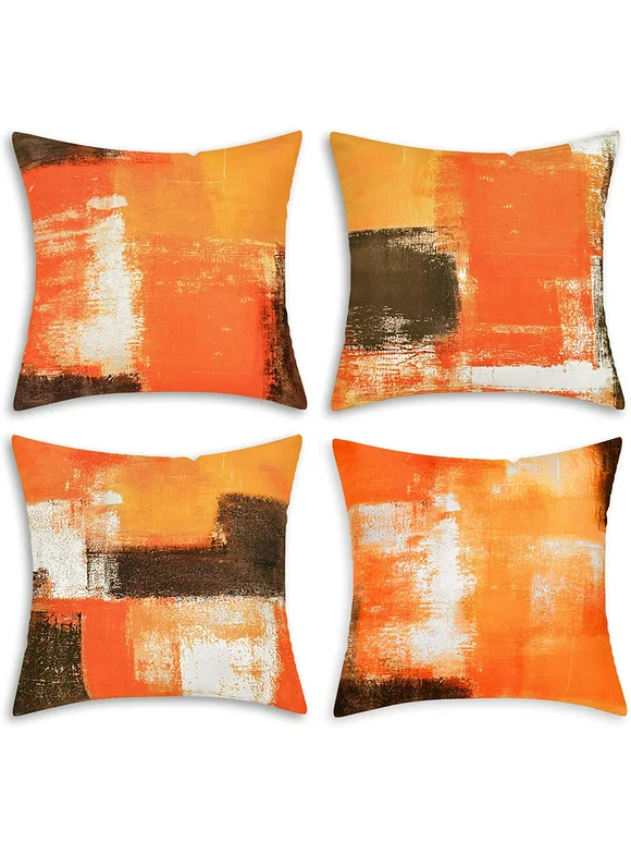 BLEUM CADE 4 Pack Burnt Orange Throw Pillow Covers，Outdoor Cushion Covers，Modern  Decorative Pillow Covers for Couch，18"x18"