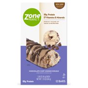 ZonePerfect Protein Bars, Chocolate Chip Cookie Dough, 10g of Protein, Nutrition Bars With Vitamins & Minerals, Great Taste Guaranteed, 12 Bars