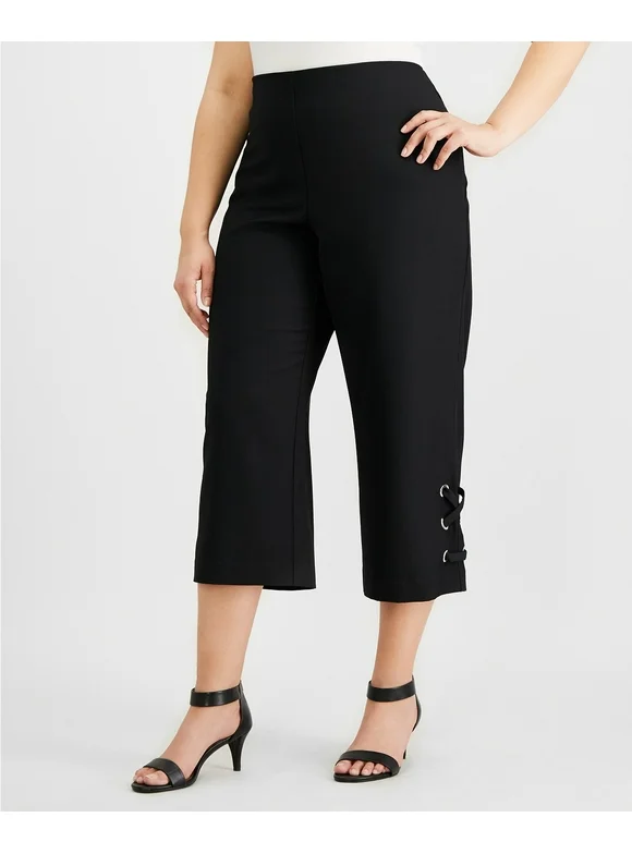 JM Collection Women's Plus Tummy-Control Pants Black Size 3 Extra Large