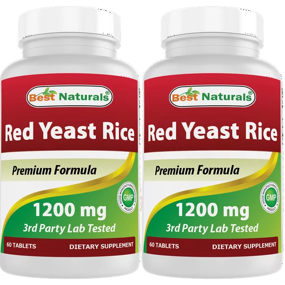 2 Pack Best Naturals Red Yeast Rice 1200 mg 60 Tablets
