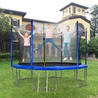 GoDecor 12 ft Kids Trampolines, with Safety Enclosure Net & Basketball Hoop