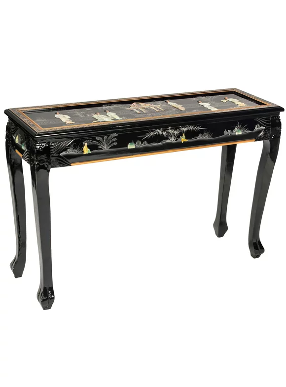 Oriental Furniture Black Lacquer Hall Table - Royal Ladies