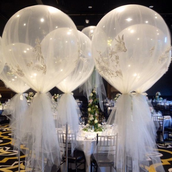Windfall Clear Giant Balloons - Jumbo 36 Inch Transparent Balloons for Photo Shoot, Wedding, Baby Shower, Birthday Party and Event Decoration - Strong Latex Big Round Balloons - Helium Quality