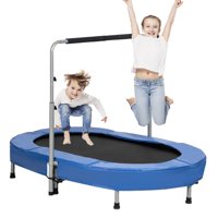 Zimtown Mini Rebounder Trampoline, with Adjustable Handle, for Two Kids, Parent-Child, Blue