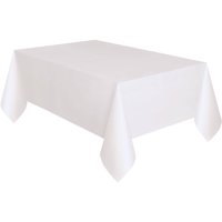 White Plastic Party Tablecloth, 108 x 54in
