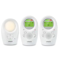 VTech DM1211-2 Enhanced Range Digital Audio Baby Monitor with Night Light, 2 Parent Units, Silver and White