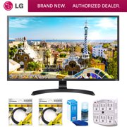 LG 32UD59-B 32-inch 3840x2160 Ultra HD 4k LED Monitor Bundle with 2x 6ft High Speed HDMI Cable, Universal Screen Cleaner and 6-Outlet Surge Adapter with Night Light