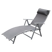 Steel Sling Fabric Outdoor Folding Chaise Chair Recliner - Grey