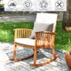 image 7 of Costway Acacia Wood Rocking Chair Patio Garden Lawn W/ Cushion