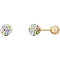 Brilliance Fine Jewelry Girls' Pastel Crystals 4.8MM Ball Earrings in 10K Yellow Gold