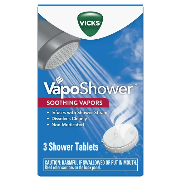 Vicks Vapo Shower, Dissolvable Shower Tablets for Cold Relief, Soothing and Non-Medicated, 3 Ct