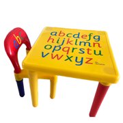 Colorful Child Toy Activity Desk, Alphabet Design for Toddler, Plastic Kids Table and Chairs Play Set