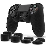 Fosmon PS4 Controller DualShock 4 Skin Cover Protector Case for Sony PS4/PS4 Slim/PS4 Pro with 8 Thumb Grips (Black)