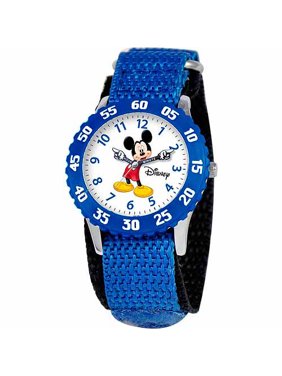 Mickey Mouse Boys' Stainless Steel Watch, Blue Strap