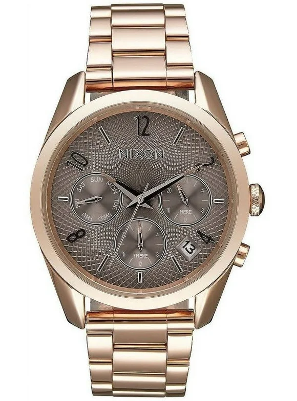 Nixon Women's Bullet Chronograph A9492214 Taupe Dial Rose Gold-Tone Stainless Steel Watch