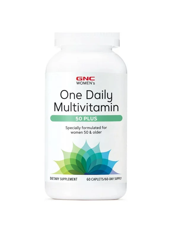 GNC Women's 50 Plus One Daily Multivitamin | Supports Bone, Eye, Memory, Brain and Skin Health with Vitamin D, Calcium and B12 | Helps Energy Production | 60 Caplets