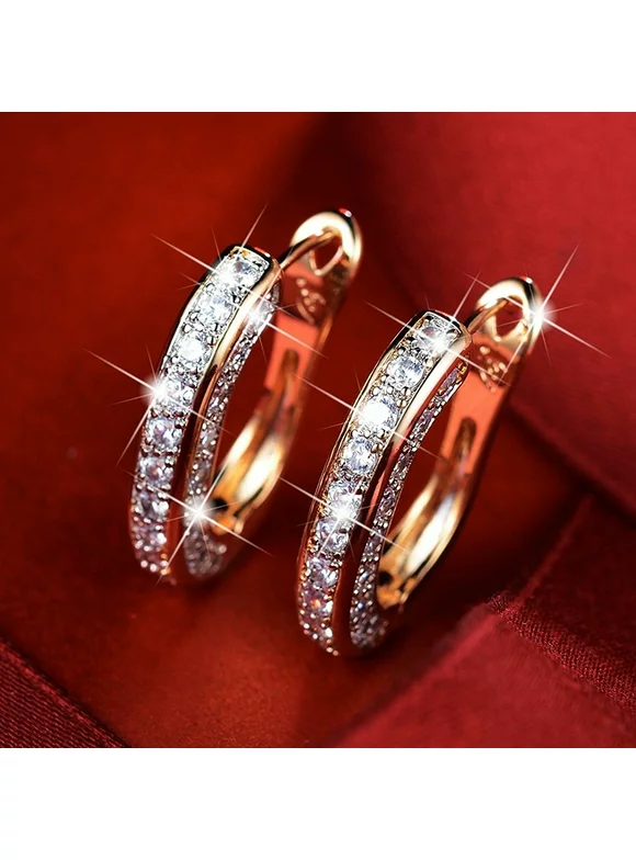 925 Sterling Silver Gold Filled Fashion U-Shape Hoop Earrings For Women
