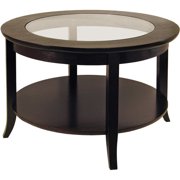 Winsome Wood Genoa Round Coffee Table with Glass Top, Espresso Finish