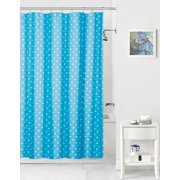 Mainstays Kids Blue and White Polka Dot Coordinating Fabric Shower Curtain