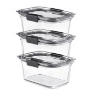 Rubbermaid Brilliance Glass Food Storage Containers, 4.7-Cup Food Containers with Lids, 3-Pack (6 Pieces Total), BPA Free and Leak Proof